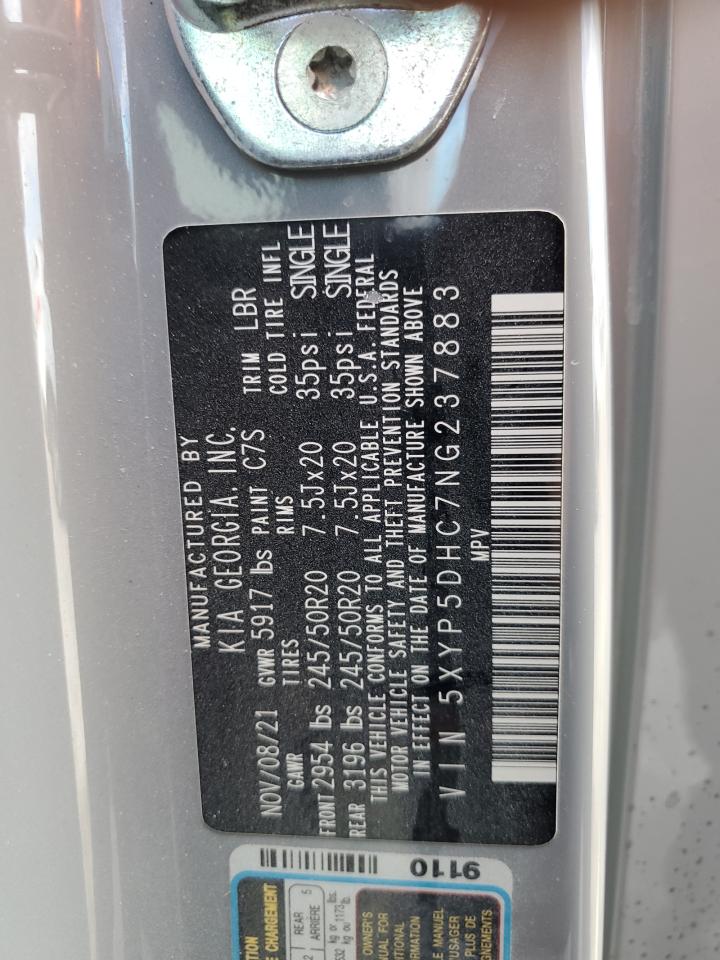 2022 Kia Telluride Sx VIN: 5XYP5DHC7NG237883 Lot: 80575275