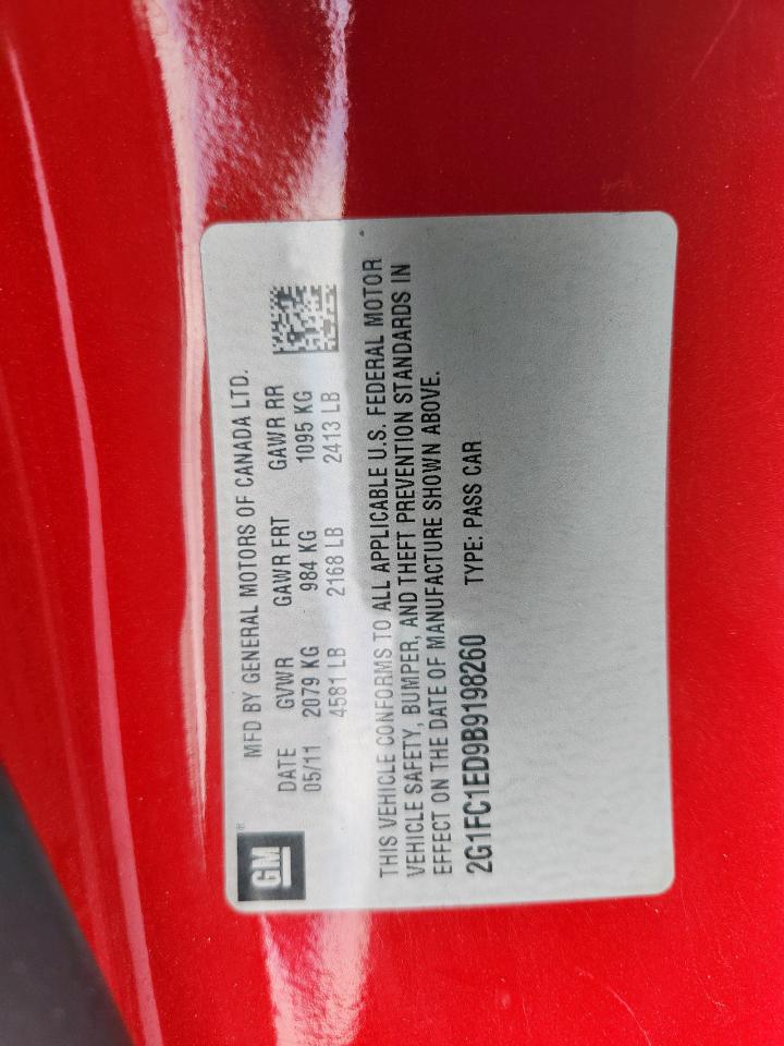 2011 Chevrolet Camaro Lt VIN: 2G1FC1ED9B9198260 Lot: 81051305