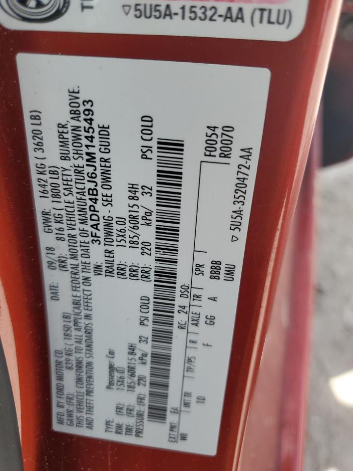 2018 Ford Fiesta Se VIN: 3FADP4BJ6JM145493 Lot: 80266055