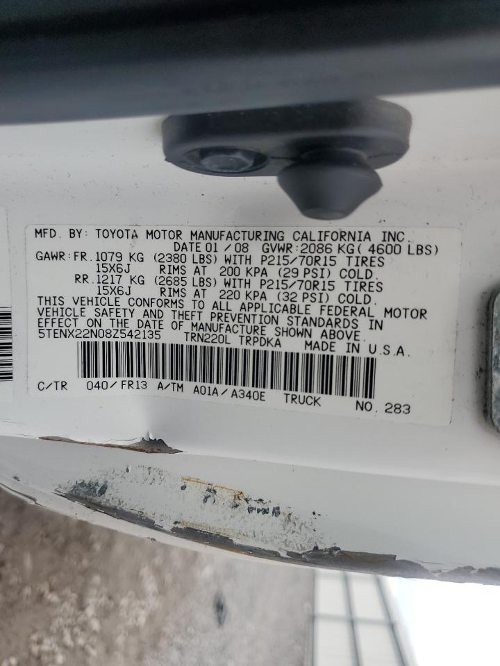2008 Toyota Tacoma VIN: 5TENX22N08Z542135 Lot: 81392845