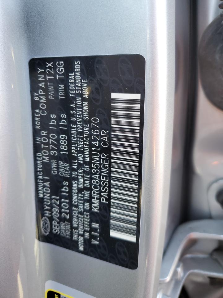 2022 Hyundai Venue Sel VIN: KMHRC8A35NU142670 Lot: 84047965