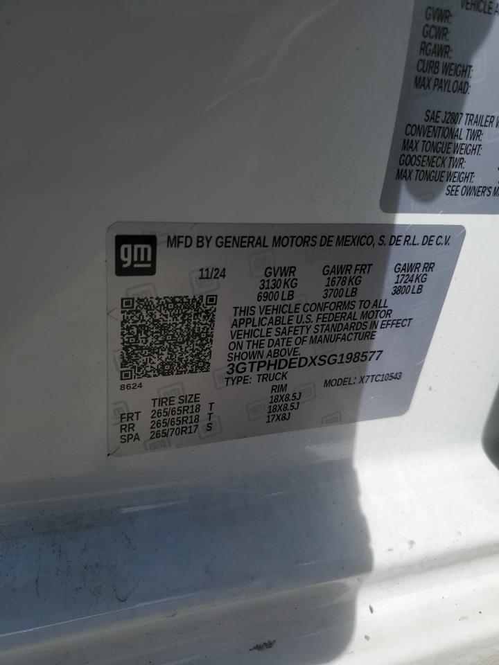 2025 GMC Sierra C1500 Slt VIN: 3GTPHDEDXSG198577 Lot: 80283175