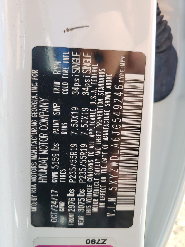 2018 Hyundai Santa Fe Sport VIN: 5XYZWDLA6JG549246 Lot: 84588315