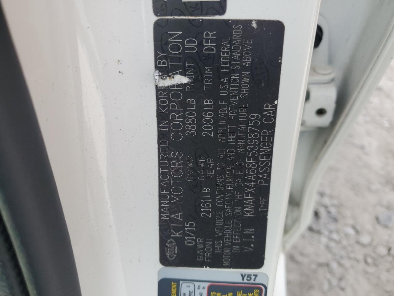 2015 Kia Forte Lx VIN: KNAFX4A68F5398759 Lot: 68614145