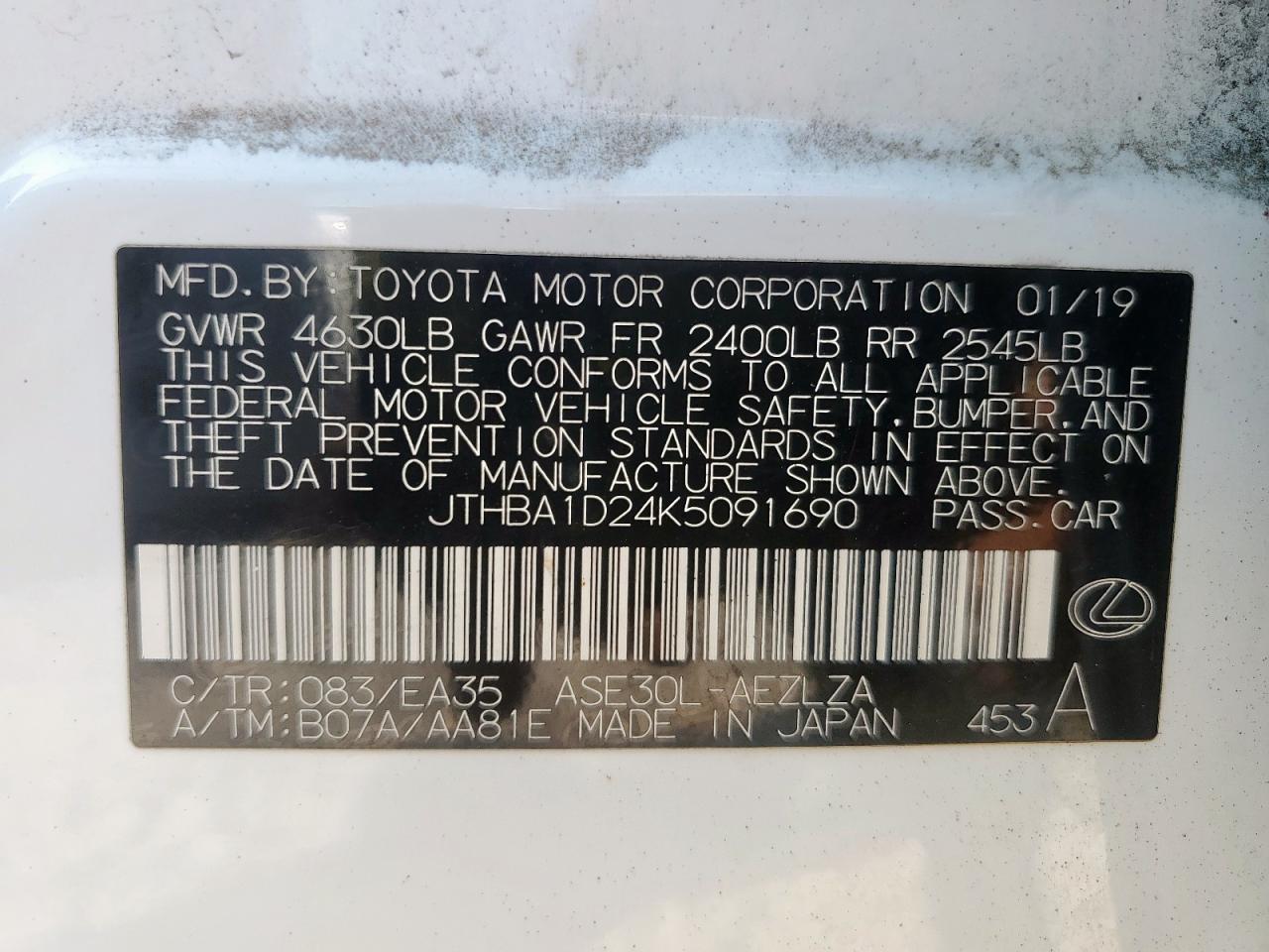 2021 Lexus Is 300 VIN: JTHBA1D24K5091690 Lot: 80918045