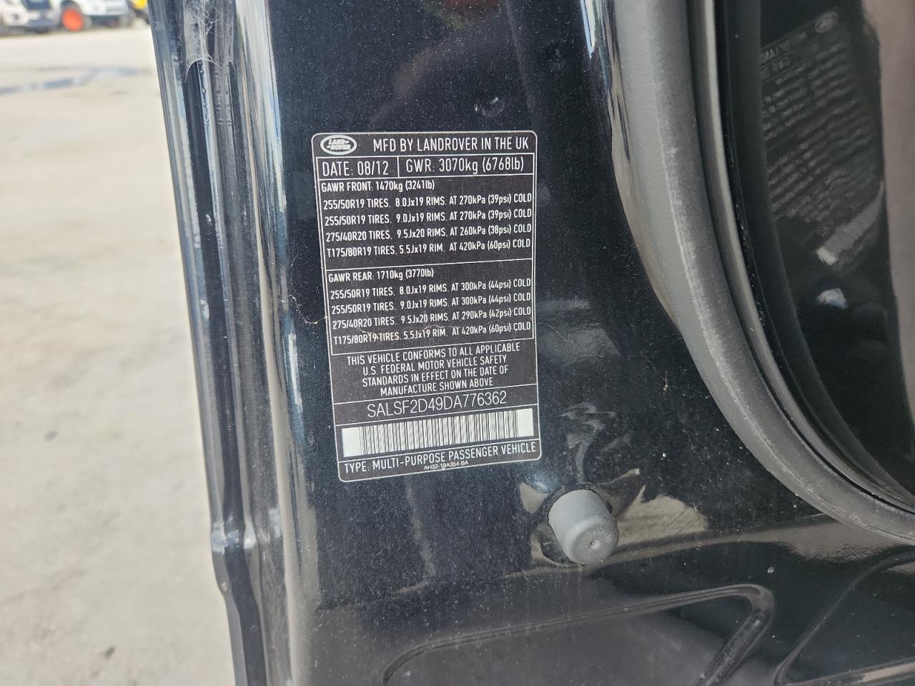 2013 Land Rover Range Rover Sport Hse VIN: SALSF2D49DA776362 Lot: 80504645