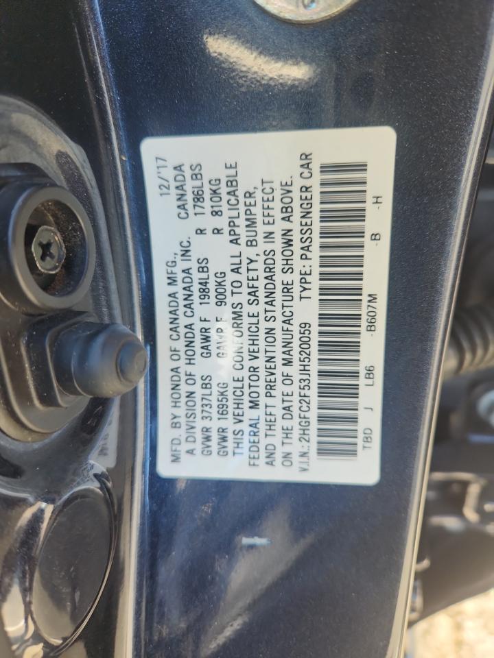 2018 Honda Civic Lx VIN: 2HGFC2F53JH520059 Lot: 80130545