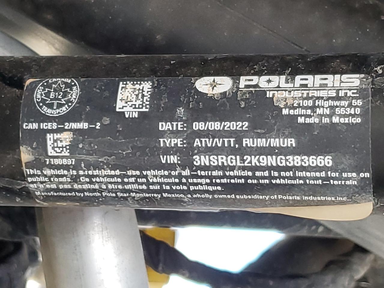 2022 Polaris Rzr Pro R Ultimate Launch Edition VIN: 3NSRGL2K9NG383666 Lot: 81717305