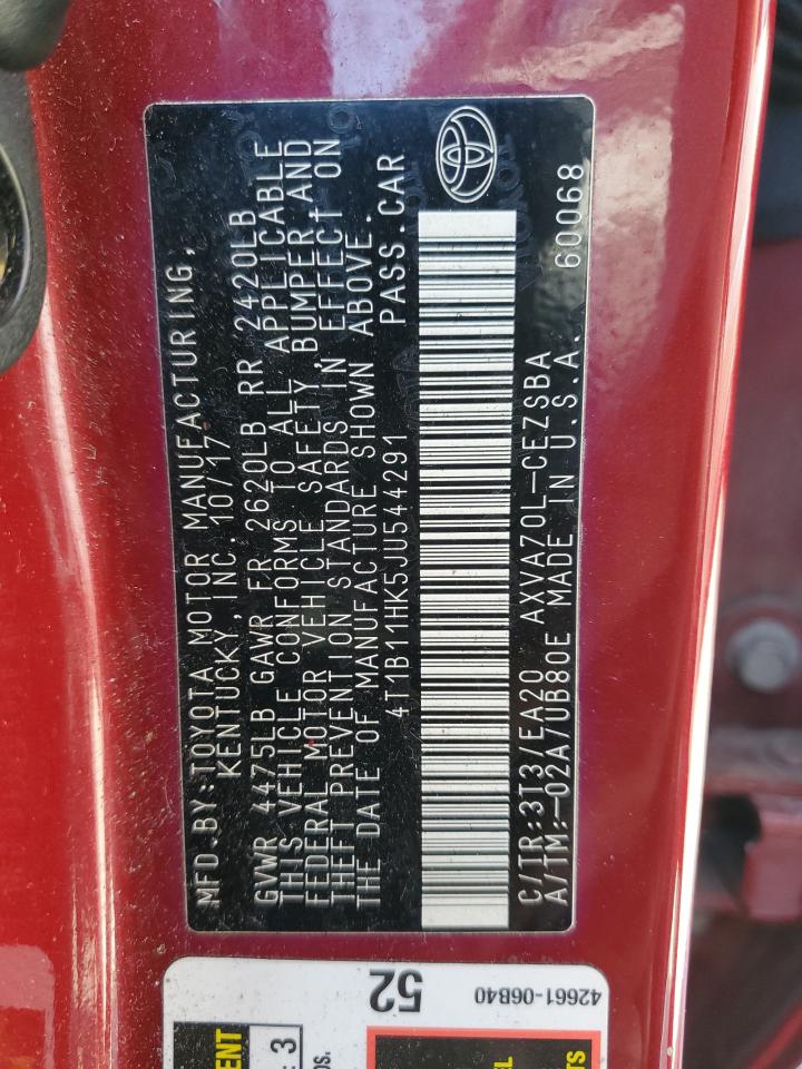 2018 Toyota Camry L VIN: 4T1B11HK5JU544291 Lot: 71526455