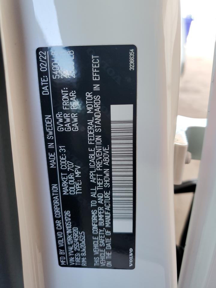 2022 Volvo Xc60 B5 Momentum VIN: YV4L12RK1N1051726 Lot: 80676875