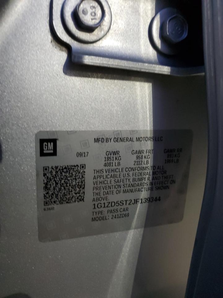 2018 Chevrolet Malibu Lt VIN: 1G1ZD5ST2JF139344 Lot: 84036735