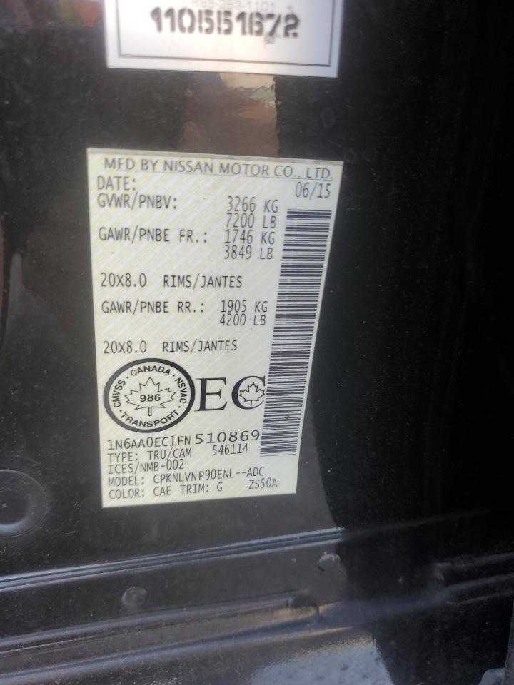 2015 Nissan Titan S VIN: 1N6AA0EC1FN510869 Lot: 80576585