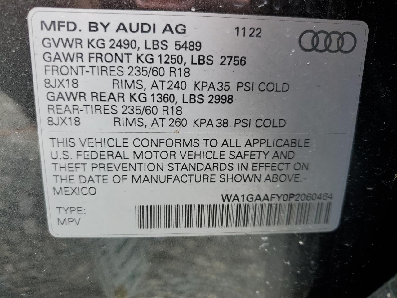 2023 Audi Q5 Premium 45 VIN: WA1GAAFY0P2060464 Lot: 80366795
