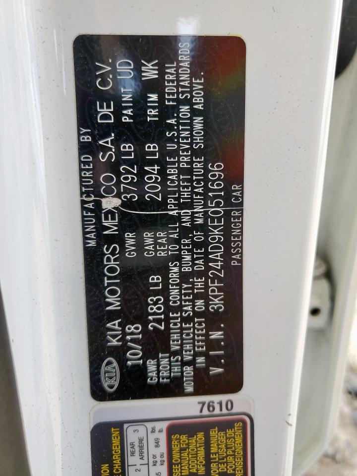 2019 Kia Forte Fe VIN: 3KPF24AD9KE051696 Lot: 81558185