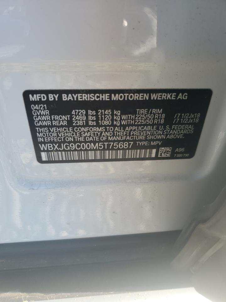 2021 BMW X1 xDrive28I VIN: WBXJG9C00M5T75687 Lot: 81722915