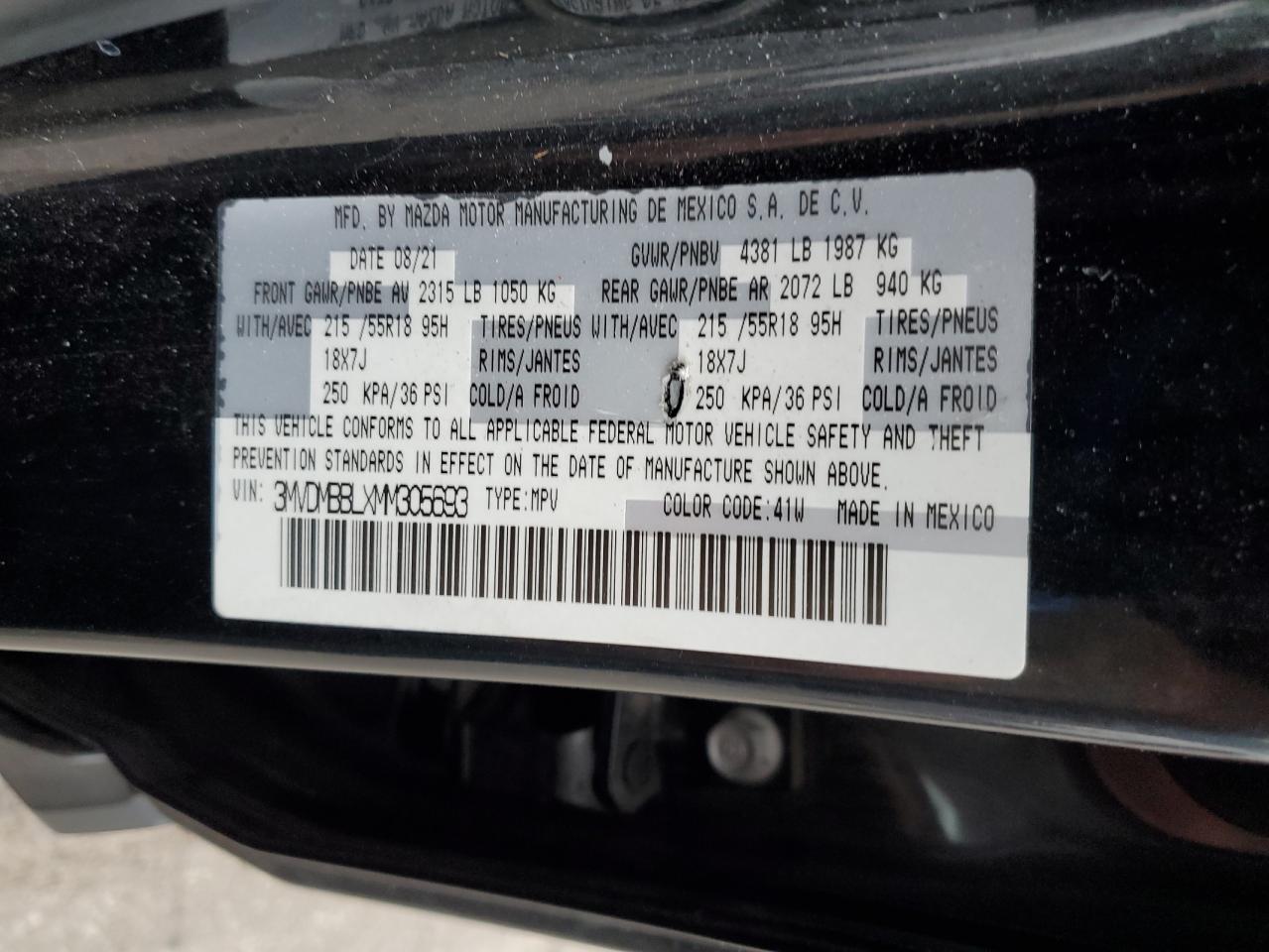 2021 Mazda Cx-30 Select VIN: 3MVDMBBLXMM305693 Lot: 81496775