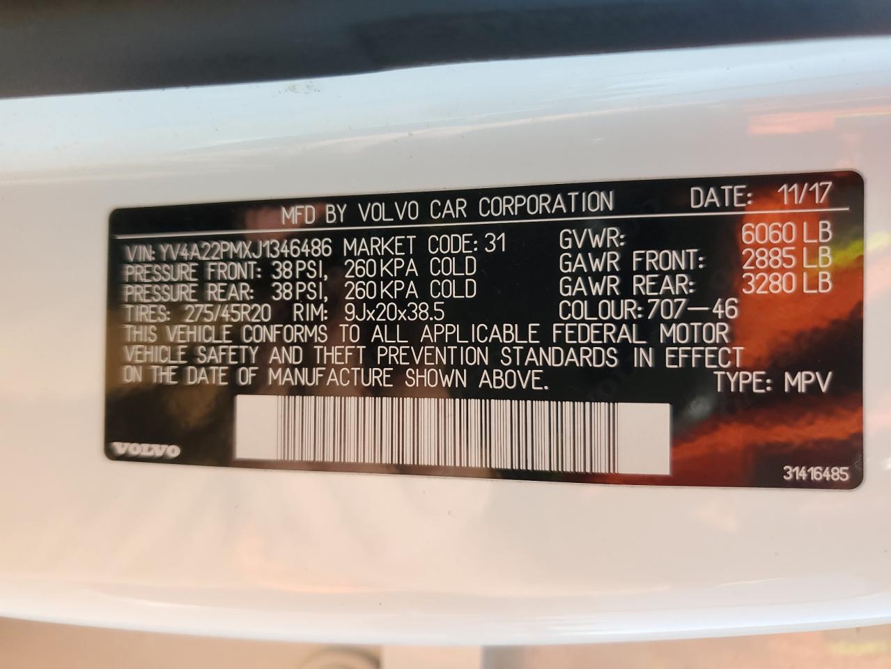 2018 Volvo Xc90 T6 VIN: YV4A22PMXJ1346486 Lot: 81640735