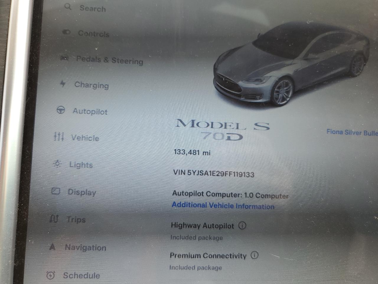 2015 Tesla Model S VIN: 5YJSA1E29FF119133 Lot: 80439845