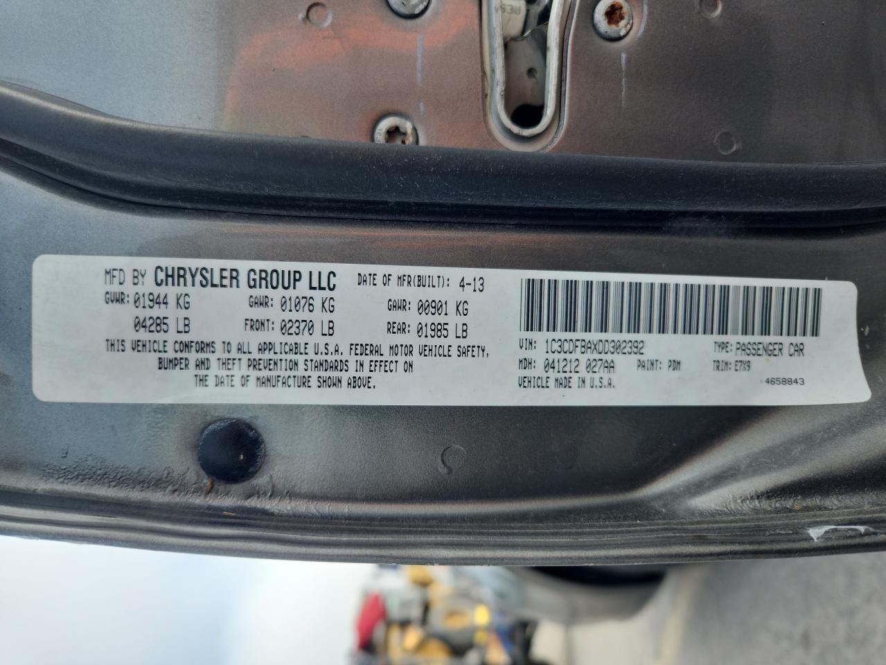 2013 Dodge Dart Sxt VIN: 1C3CDFBAXDD302392 Lot: 80877795