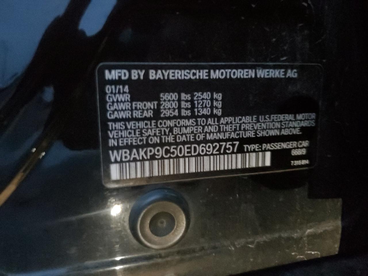 2014 BMW 550 Xi VIN: WBAKP9C50ED692757 Lot: 83763785