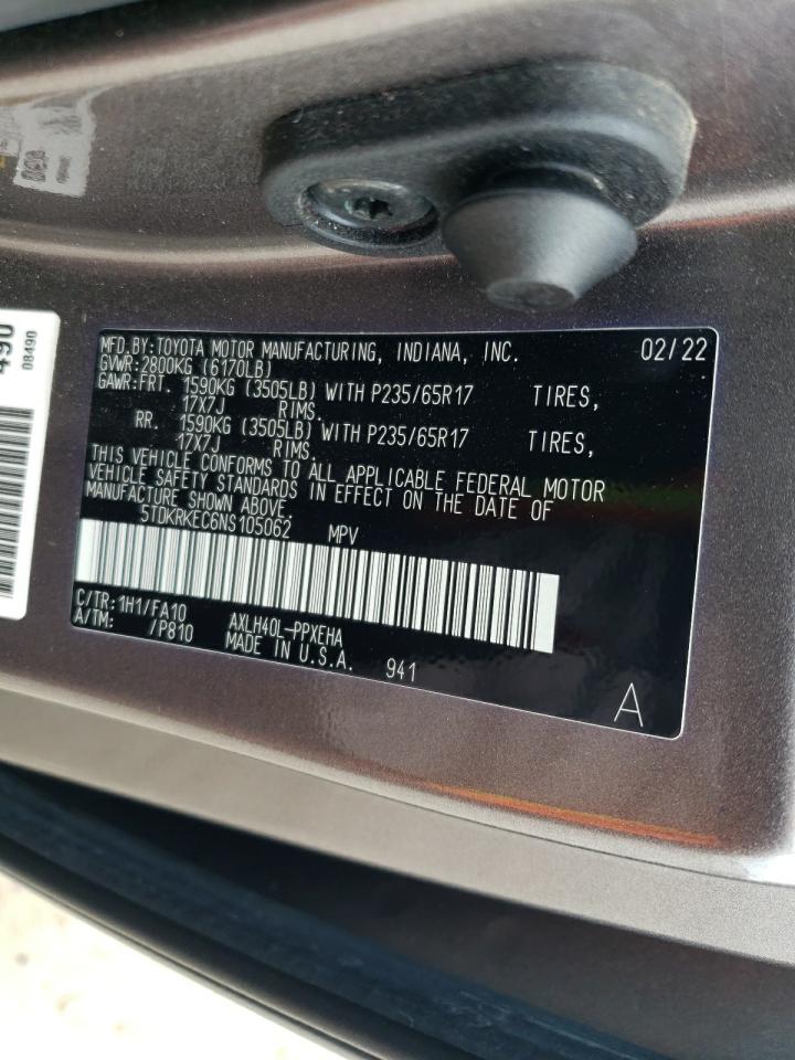 2022 Toyota Sienna Le VIN: 5TDKRKEC6NS105062 Lot: 83953475