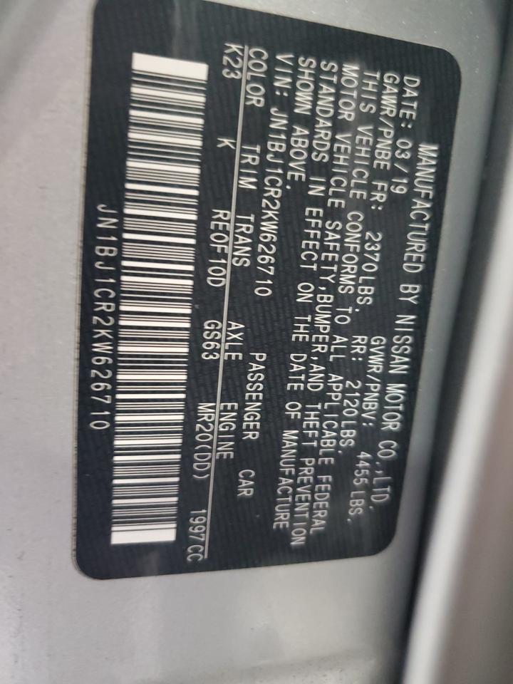 2019 Nissan Rogue Sport S VIN: JN1BJ1CR2KW626710 Lot: 71015595