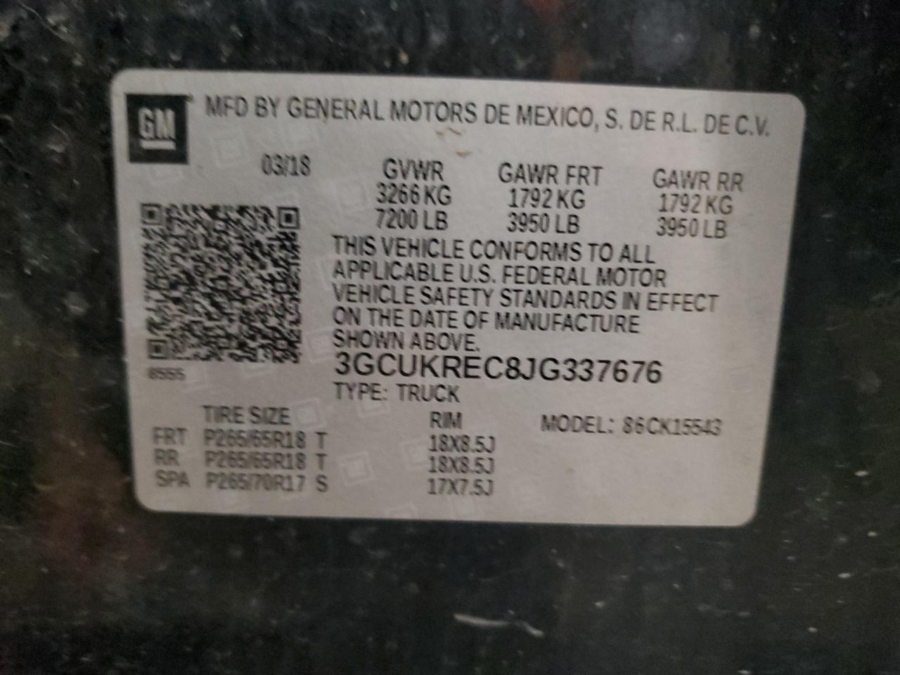 2018 Chevrolet Silverado K1500 Lt VIN: 3GCUKREC8JG337676 Lot: 81338675