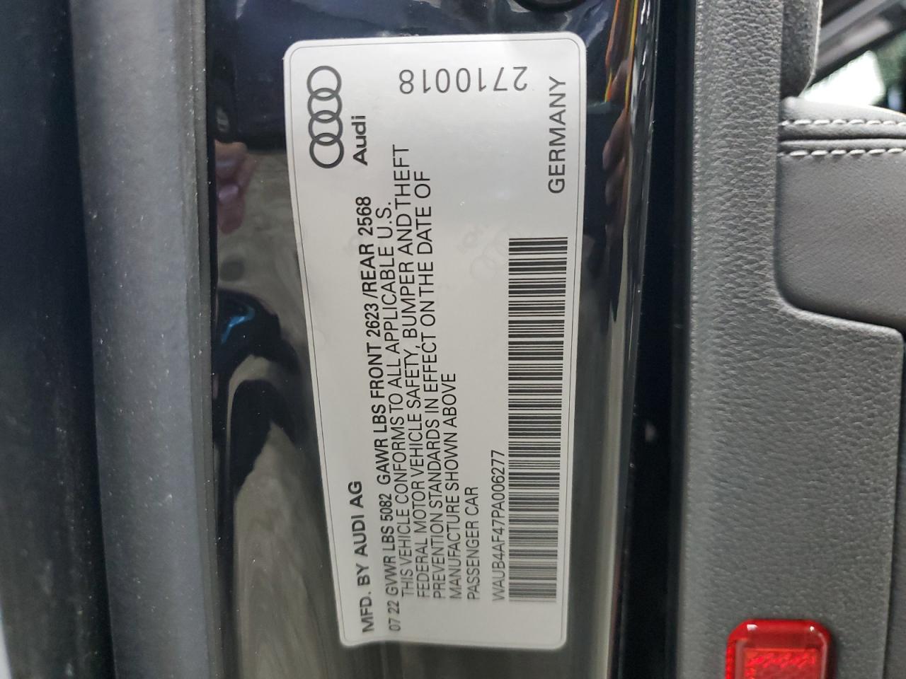 2023 Audi S4 Premium Plus VIN: WAUB4AF47PA006277 Lot: 81704295