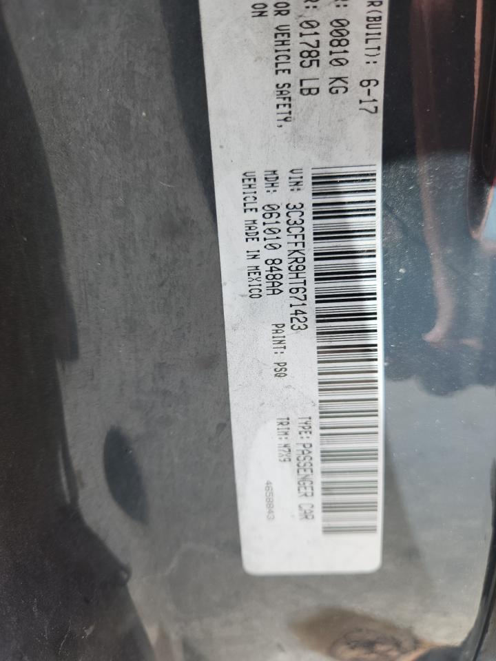 2017 Fiat 500 Pop VIN: 3C3CFFKR9HT671423 Lot: 82036045