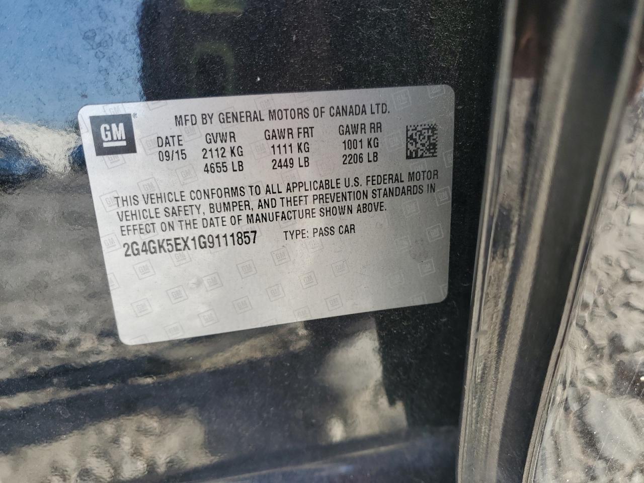 2016 Buick Regal VIN: 2G4GK5EX1G9111857 Lot: 81623995