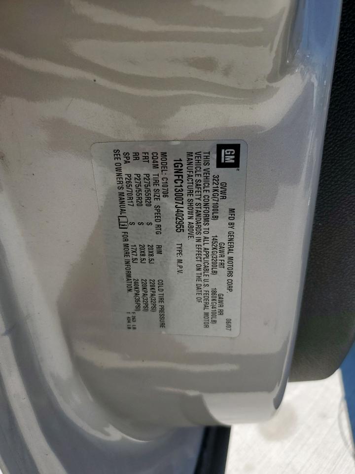 2007 Chevrolet Tahoe C1500 VIN: 1GNFC13007J402955 Lot: 81909365