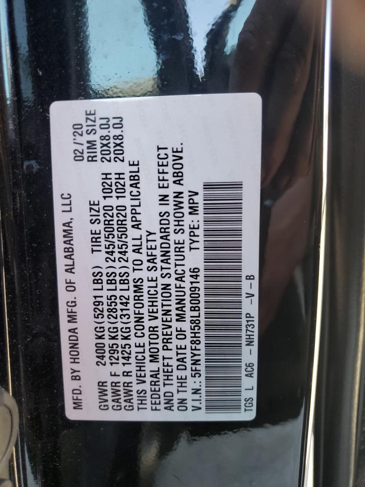 2020 Honda Passport Exl VIN: 5FNYF8H58LB009146 Lot: 71655305