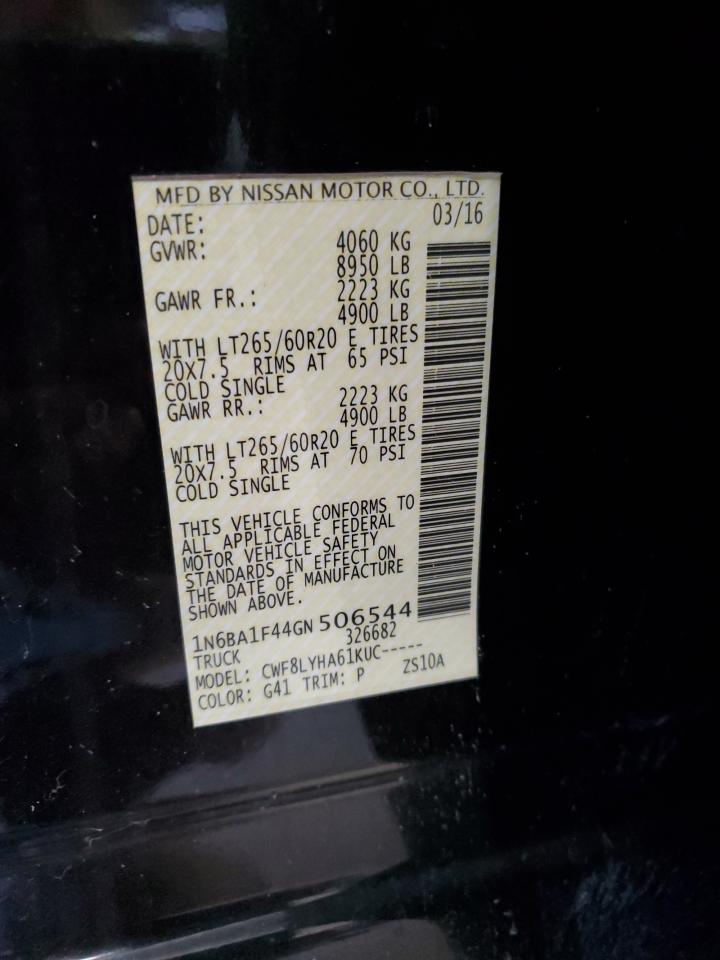 2016 Nissan Titan Xd Sl VIN: 1N6BA1F44GN506544 Lot: 81383625