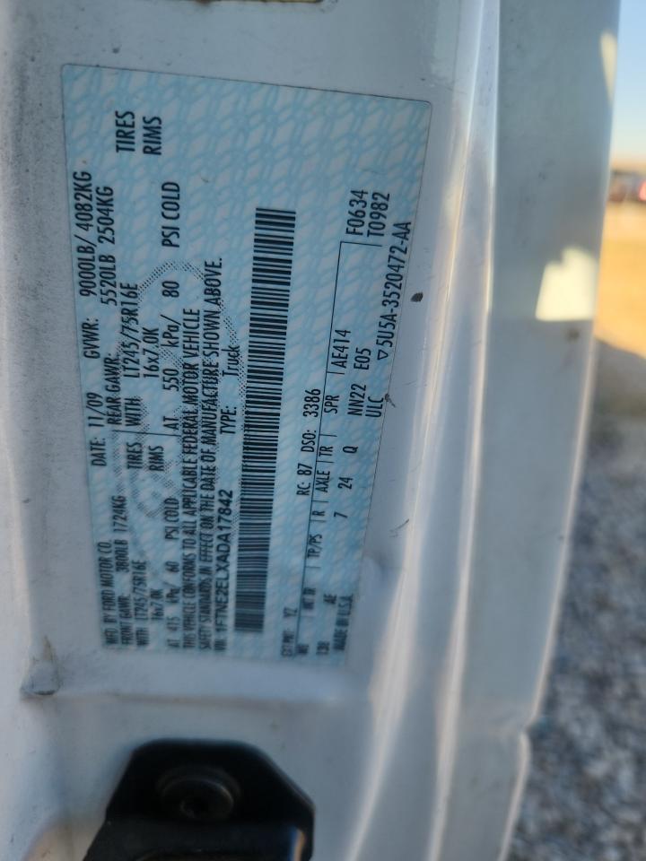 2010 Ford Econoline E250 Van VIN: 1FTNE2ELXADA17842 Lot: 82116295