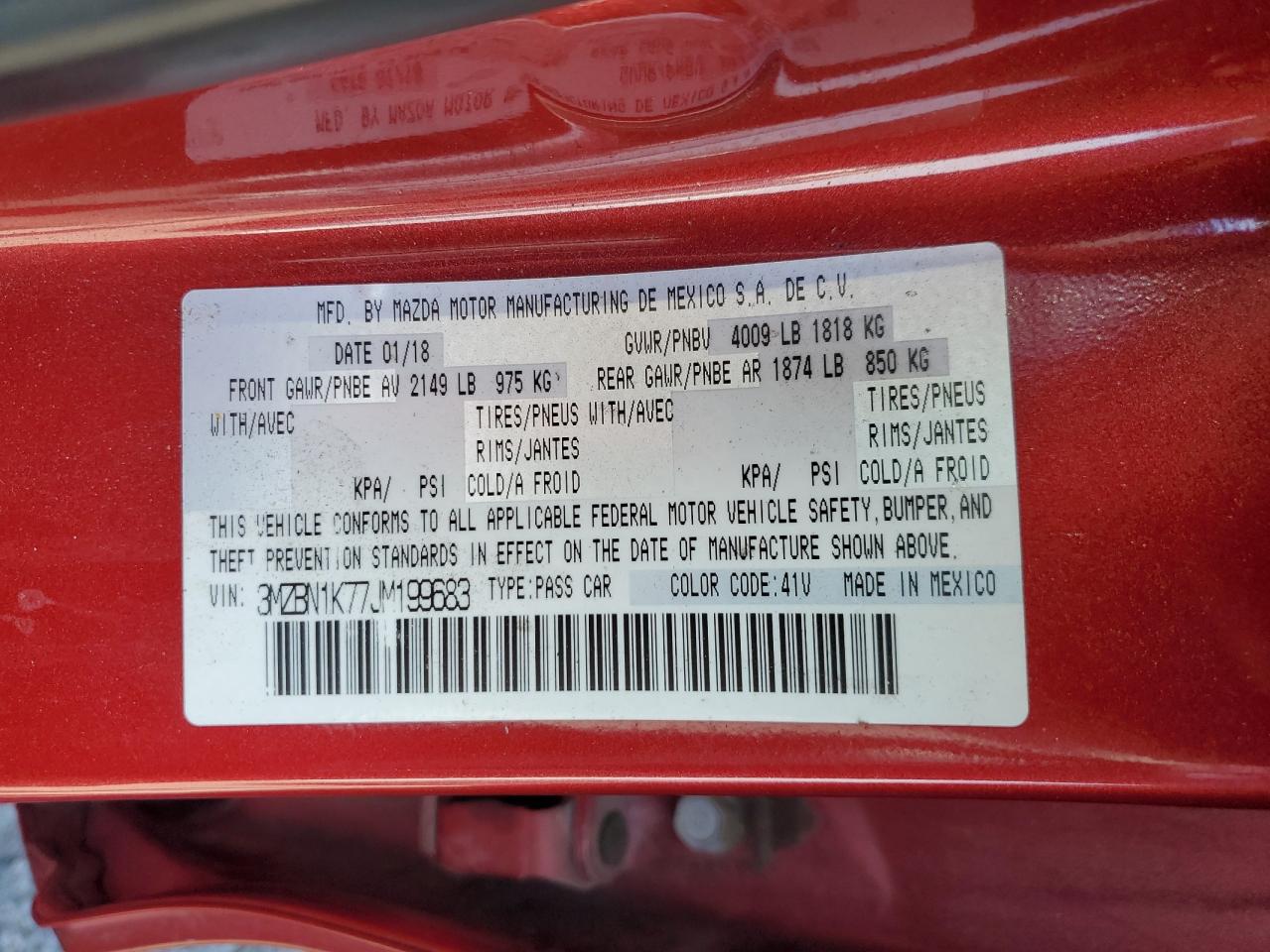 2018 Mazda 3 Sport VIN: 3MZBN1K77JM199683 Lot: 84475615
