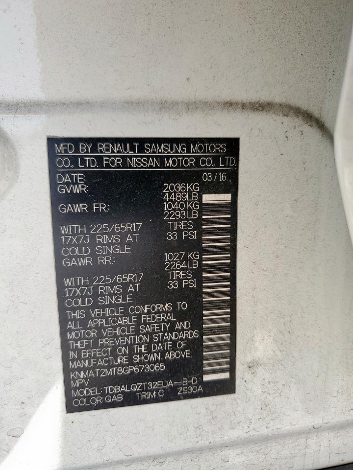 2016 Nissan Rogue S VIN: KNMAT2MT8GP673065 Lot: 80546825