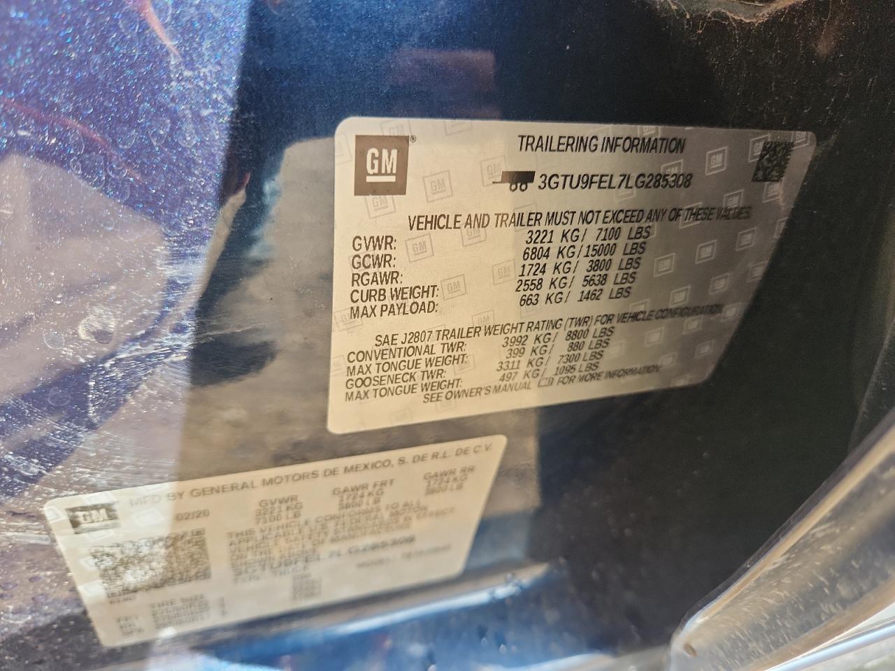 2020 GMC Sierra K1500 Denali VIN: 3GTU9FEL7LG285308 Lot: 83793475