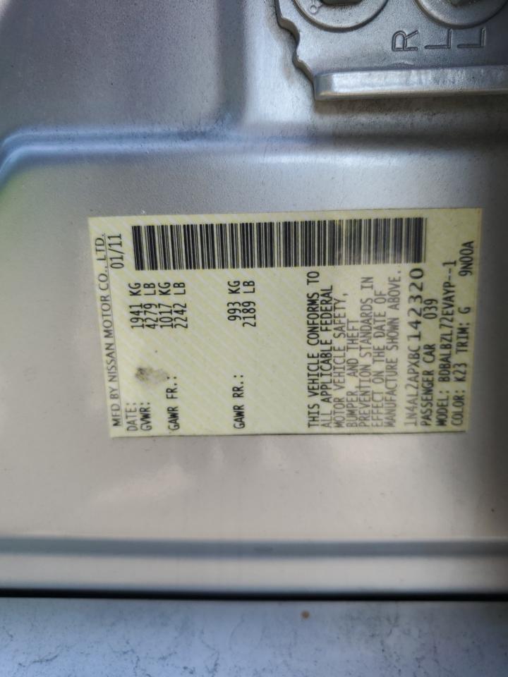 2011 Nissan Altima Base VIN: 1N4AL2APXBC142320 Lot: 80626545