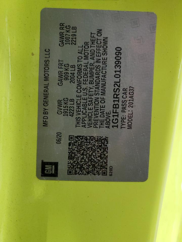 2020 Chevrolet Camaro Ls VIN: 1G1FB1RS2L0139090 Lot: 71922475