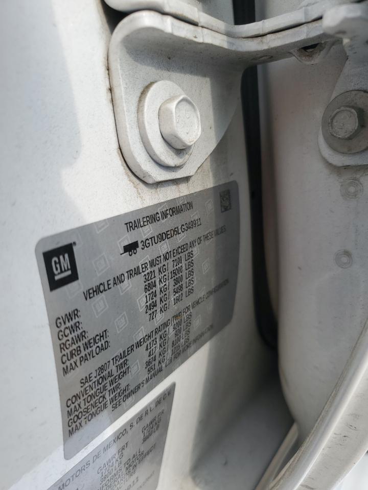 2020 GMC Sierra K1500 Slt VIN: 3GTU9DED5LG349911 Lot: 80691105