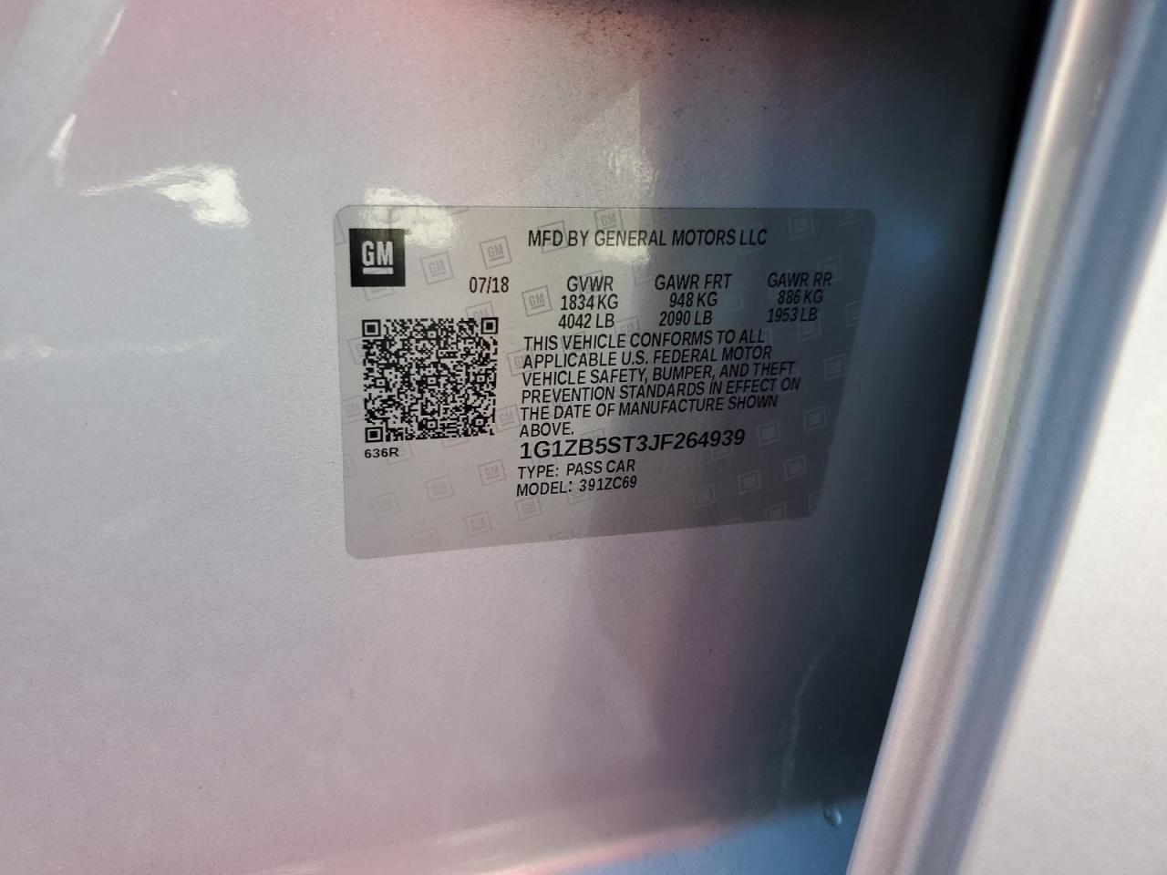 2018 Chevrolet Malibu Ls VIN: 1G1ZB5ST3JF264939 Lot: 84009565