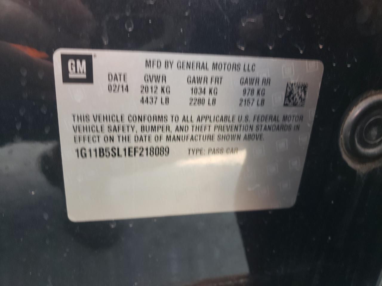 2014 Chevrolet Malibu Ls VIN: 1G11B5SL1EF218089 Lot: 80511585