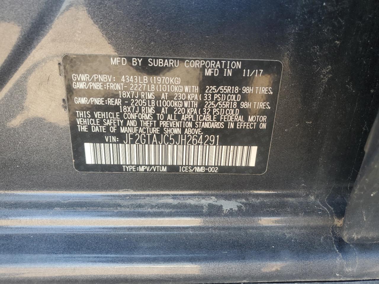 2018 Subaru Crosstrek Limited VIN: JF2GTAJC5JH264291 Lot: 81214795