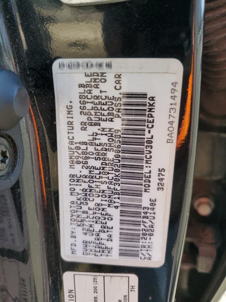 2002 Toyota Camry Le VIN: 4T1BF30K02U006589 Lot: 81859005