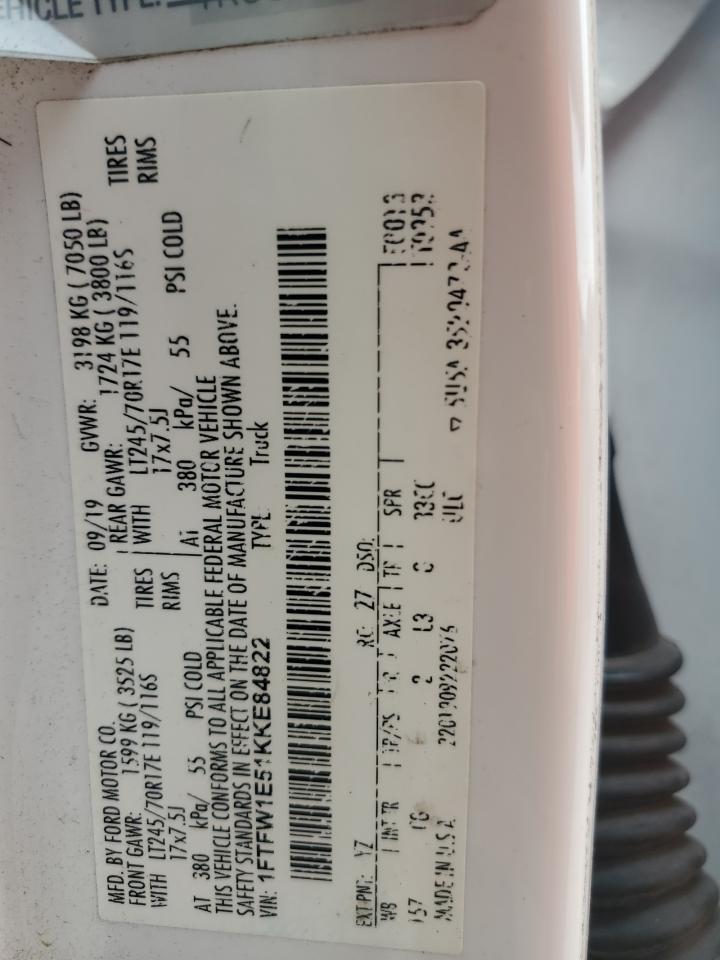 2019 Ford F150 Supercrew VIN: 1FTFW1E51KKE84822 Lot: 81347545