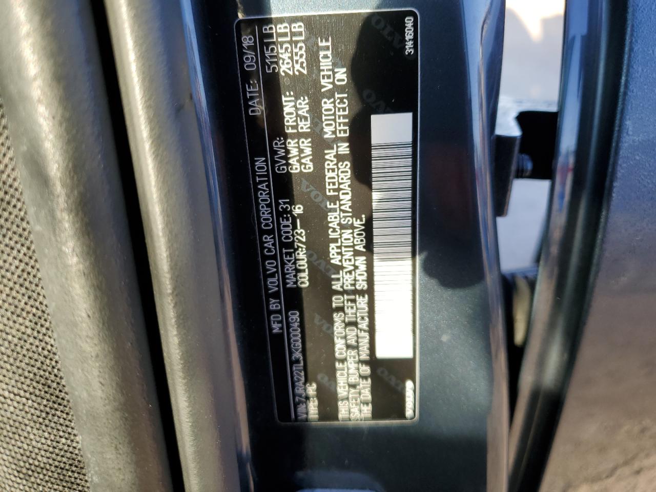 2019 Volvo S60 T6 Inscription VIN: 7JRA22TL3KG000490 Lot: 83981395