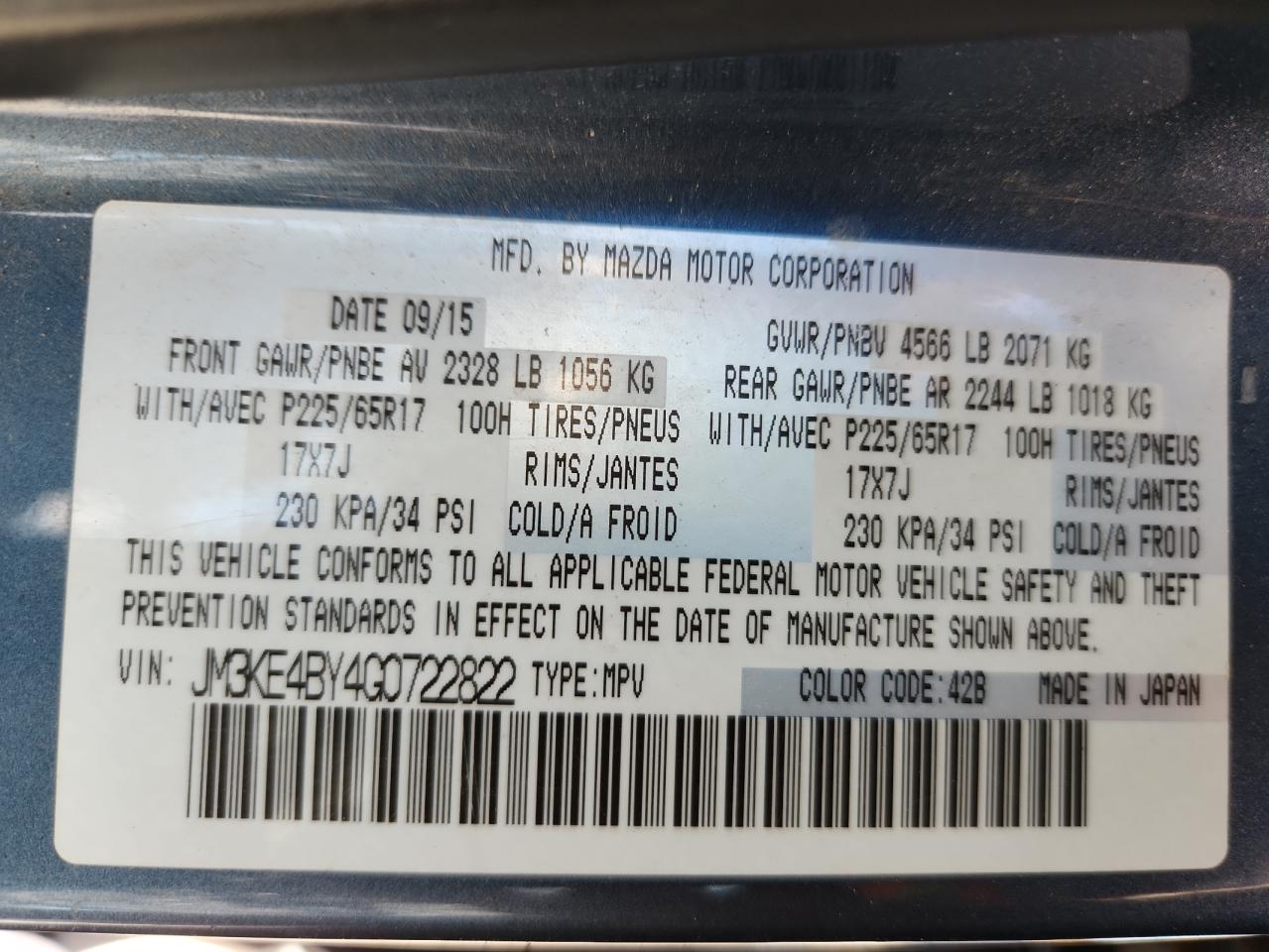 2016 Mazda Cx-5 Sport VIN: JM3KE4BY4G0722822 Lot: 80734465