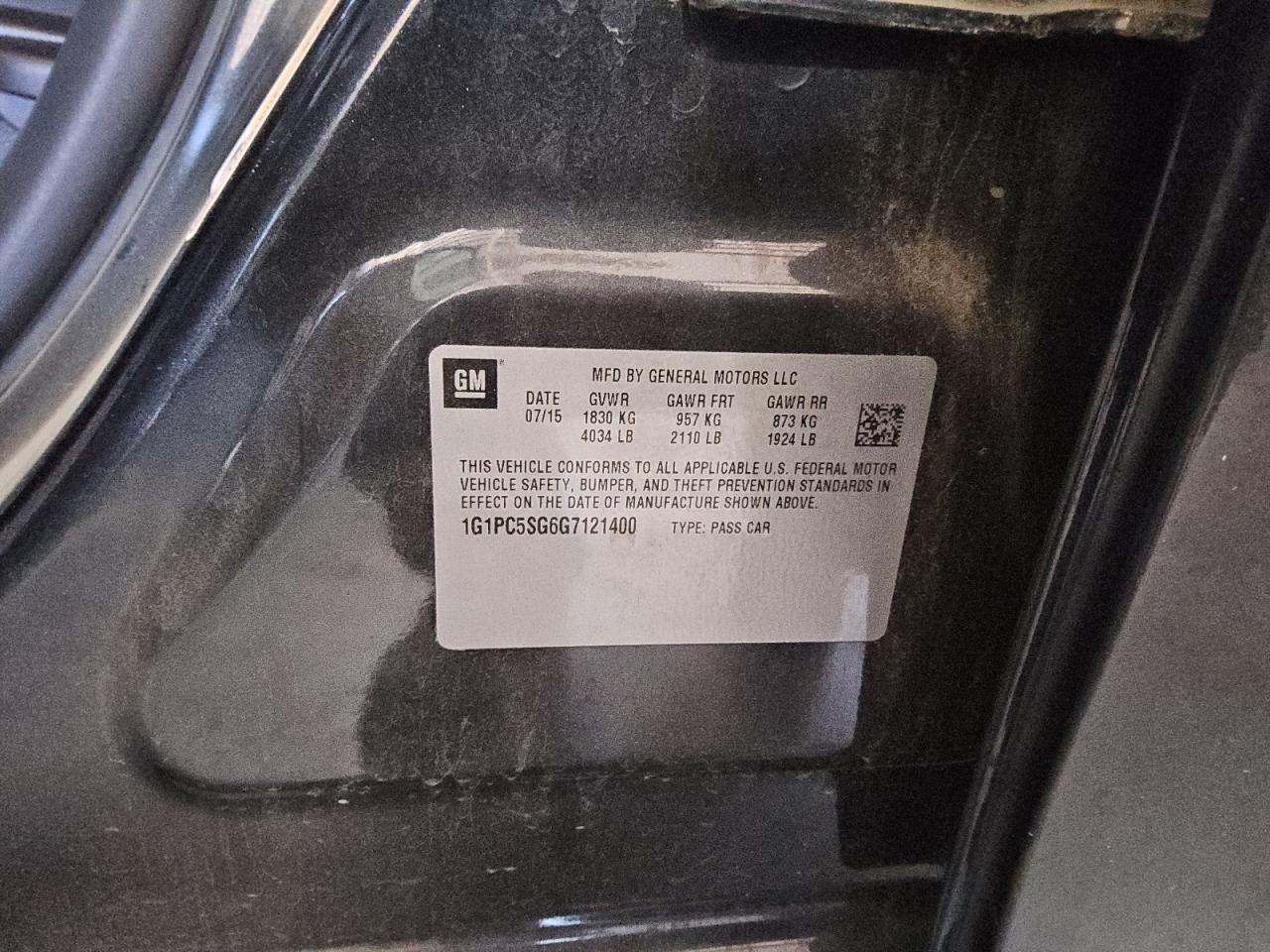 2016 Chevrolet Cruze Limited Ls VIN: 1G1PC5SG6G7121400 Lot: 71312585