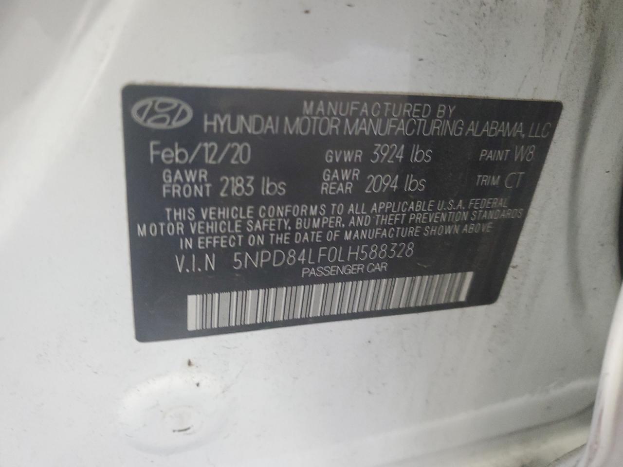 2020 Hyundai Elantra Sel VIN: 5NPD84LF0LH588328 Lot: 81624515