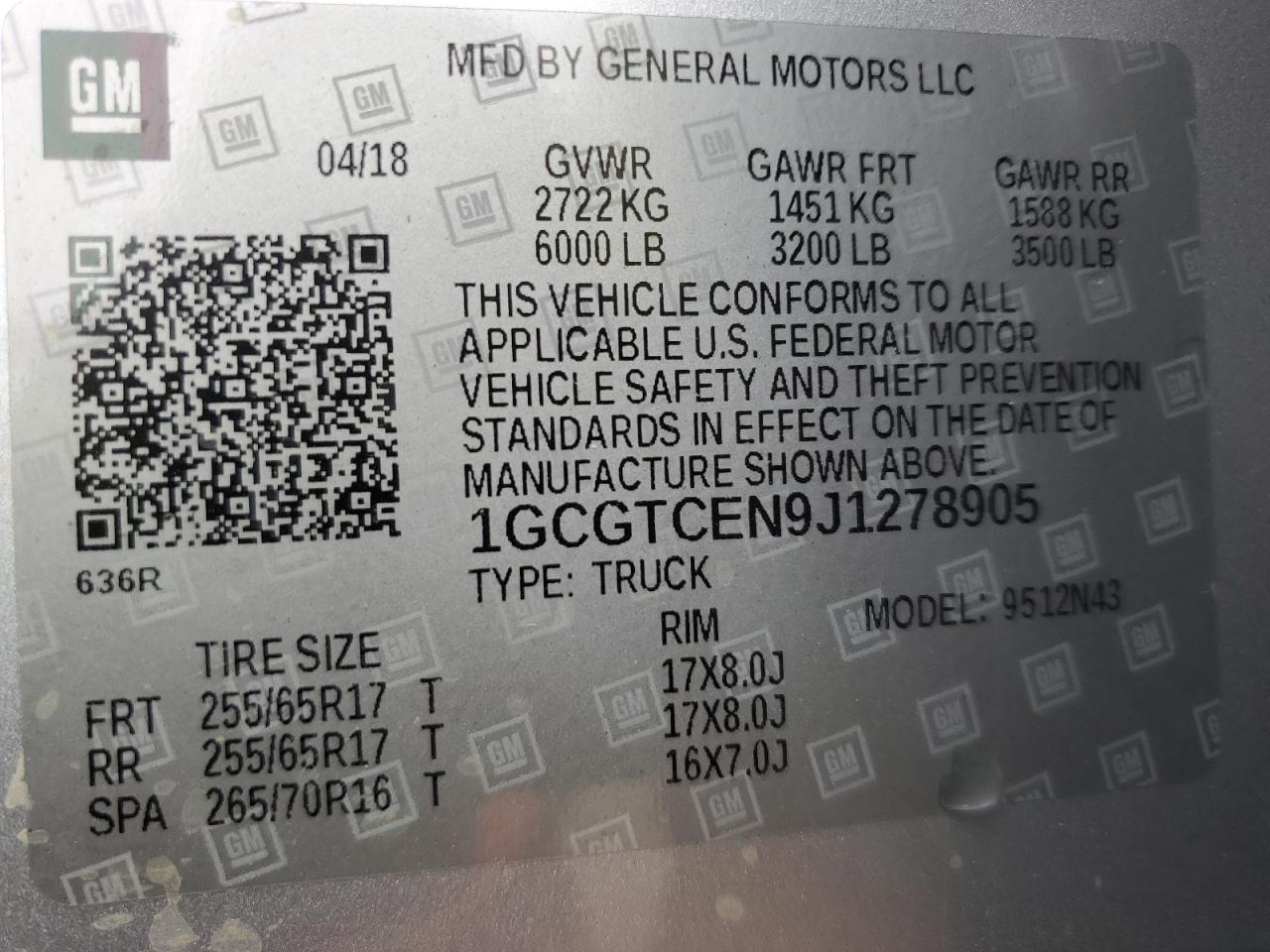 2018 Chevrolet Colorado Lt VIN: 1GCGTCEN9J1278905 Lot: 70476775